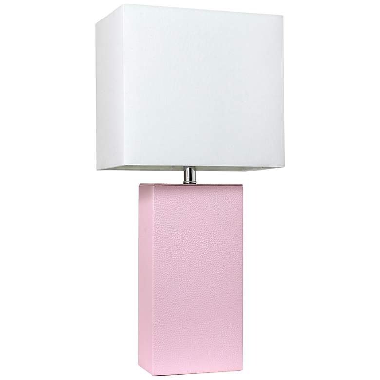 Image 2 Lalia Home Lexington Blush Pink Leather Accent Table Lamp