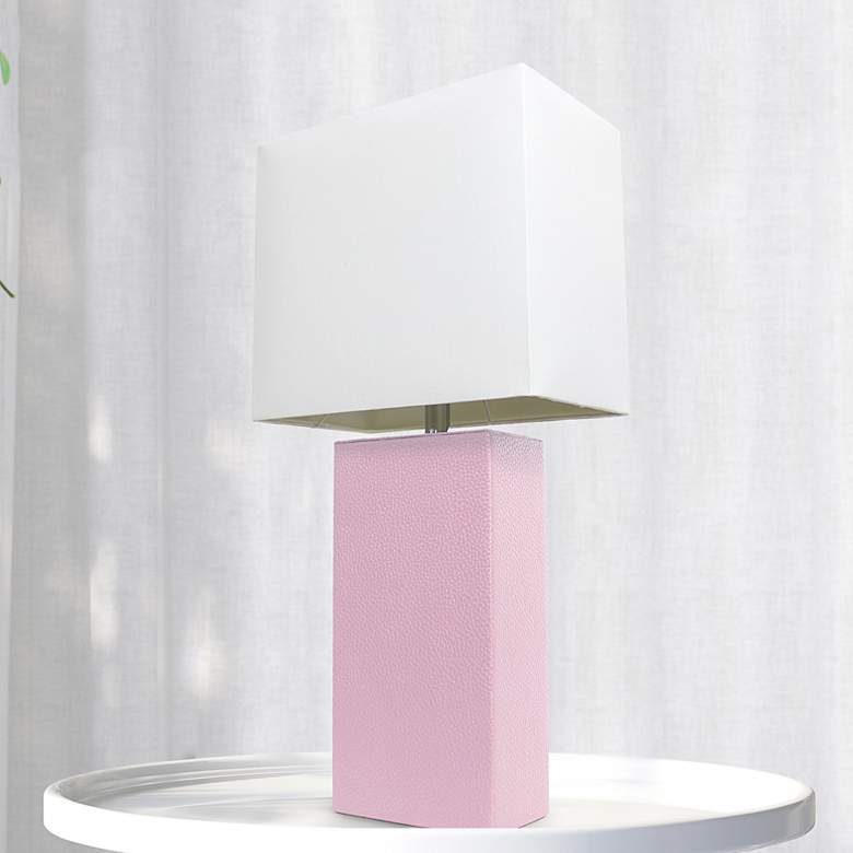 Image 1 Lalia Home Lexington Blush Pink Leather Accent Table Lamp