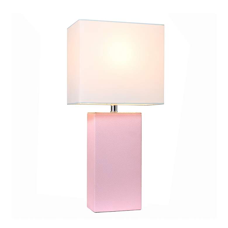 Image 7 Lalia Home Lexington Blush Pink Leather Accent Table Lamp more views