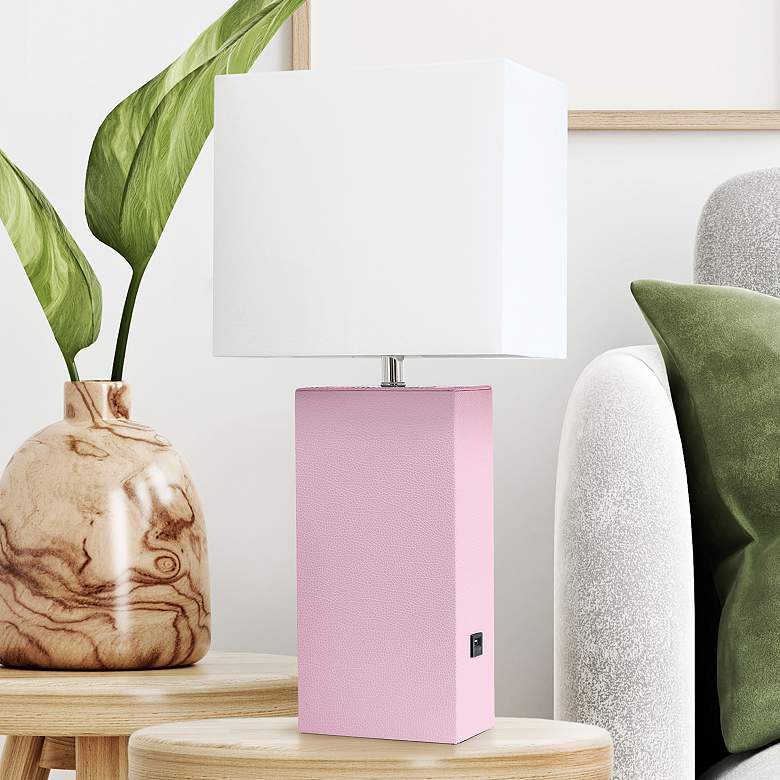 Image 1 Lalia Home Lexington Blush Pink USB Accent Table Lamp