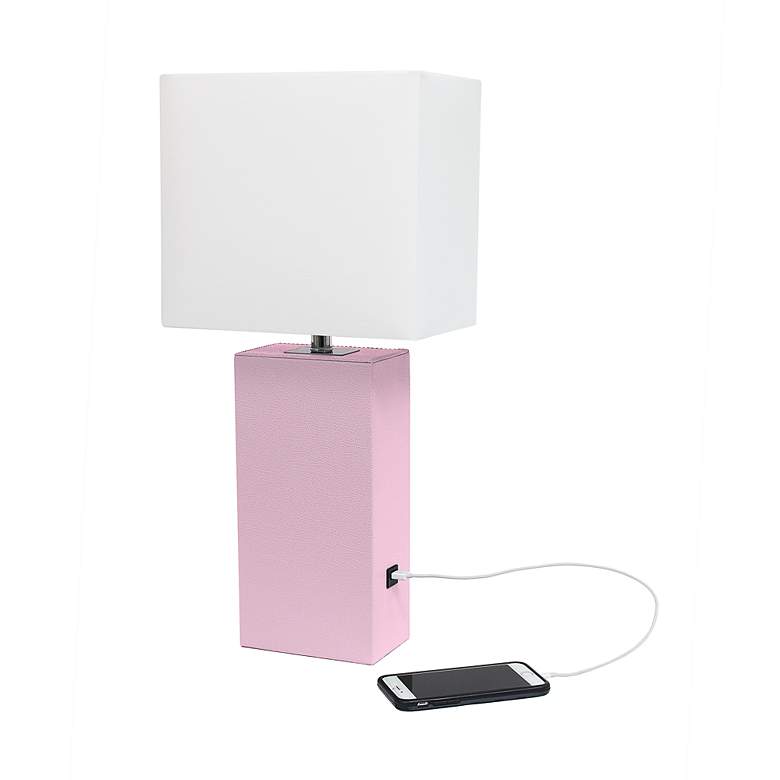 Image 7 Lalia Home Lexington Blush Pink USB Accent Table Lamp more views