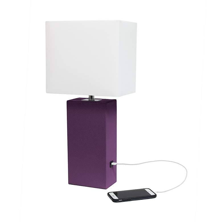 Image 7 Lalia Home Lexington Eggplant Purple USB Accent Table Lamp more views