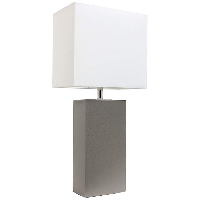 Image 2 Lalia Home Lexington Gray Leather Accent Table Lamp