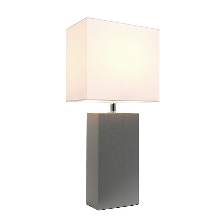 Image 7 Lalia Home Lexington Gray Leather Accent Table Lamp more views