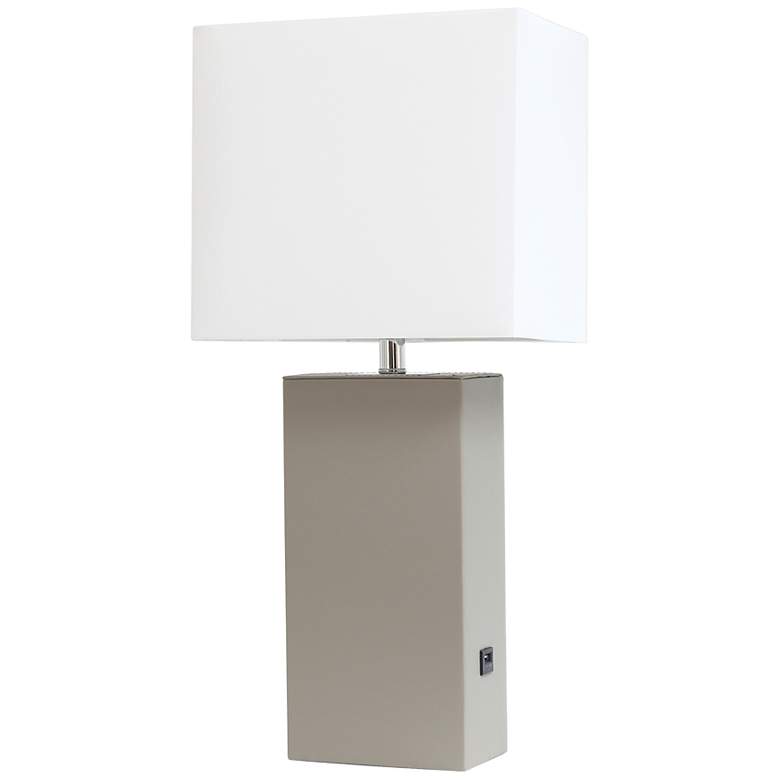 Image 2 Lalia Home Lexington Gray Leather USB Accent Table Lamp