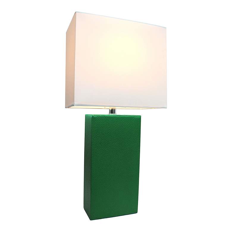 Image 7 Lalia Home Lexington Green Leather Accent Table Lamp more views