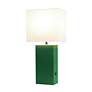 Lalia Home Lexington Green Leather USB Accent Table Lamp