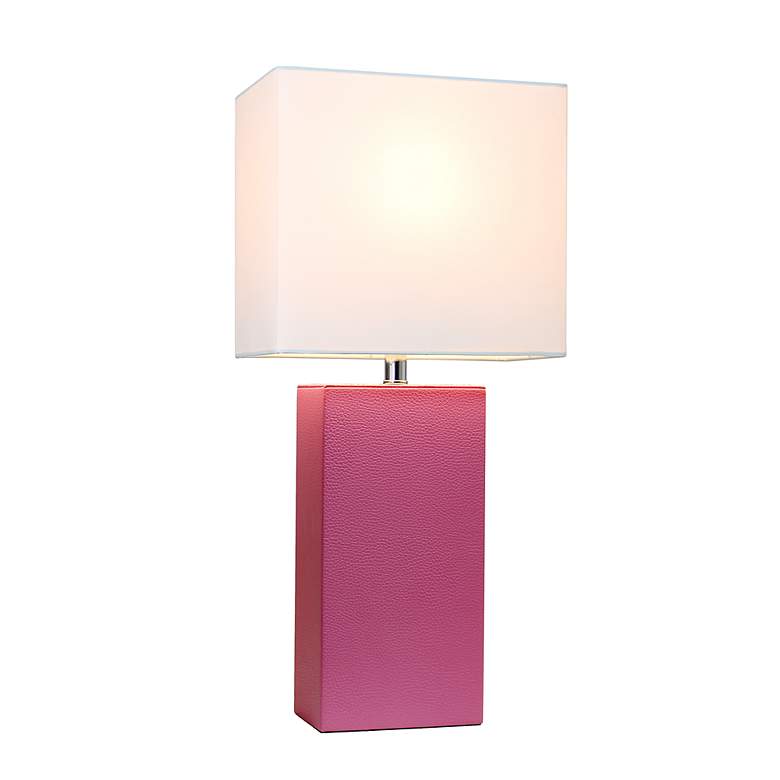 Image 7 Lalia Home Lexington Hot Pink Leather Accent Table Lamp more views