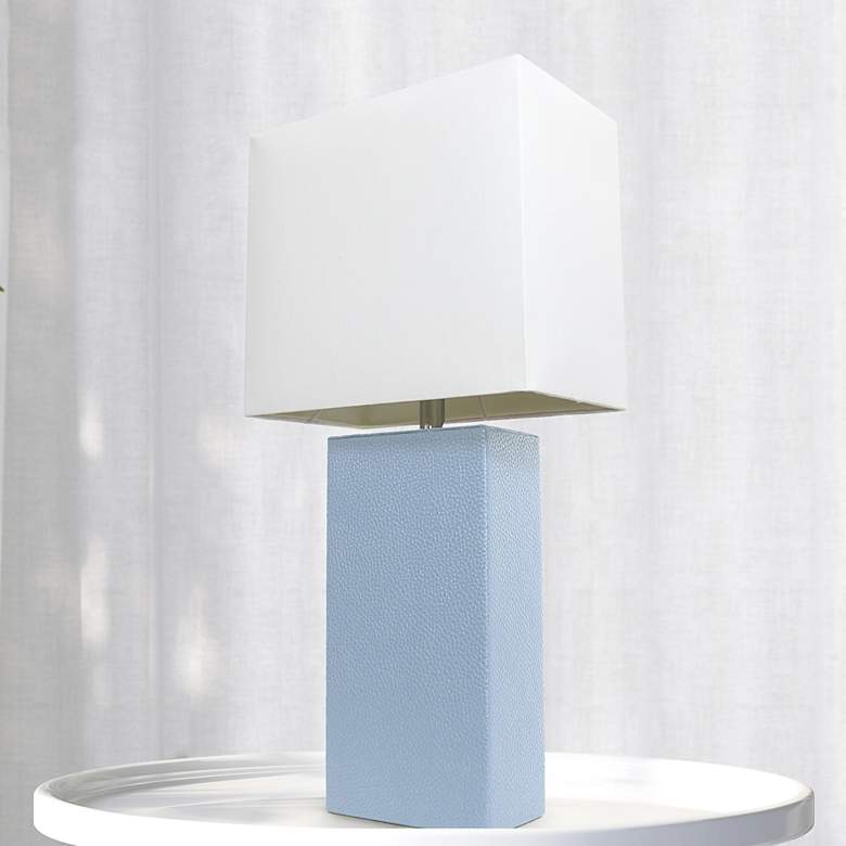 Image 1 Lalia Home Lexington Periwinkle Leather Accent Table Lamp