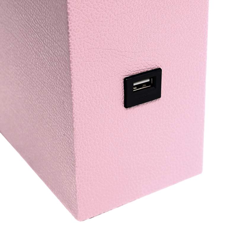 Image 5 Lalia Home Lexington Pink Leather USB Accent Table Lamp more views