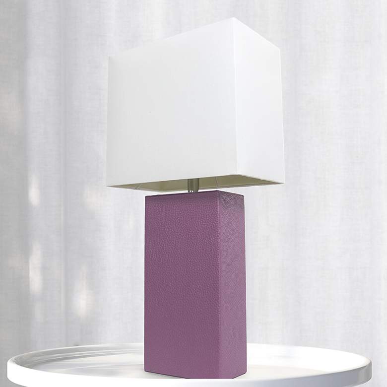 Image 1 Lalia Home Lexington Purple Leather Accent Table Lamp