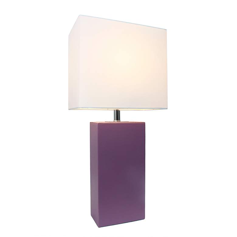 Image 7 Lalia Home Lexington Purple Leather Accent Table Lamp more views