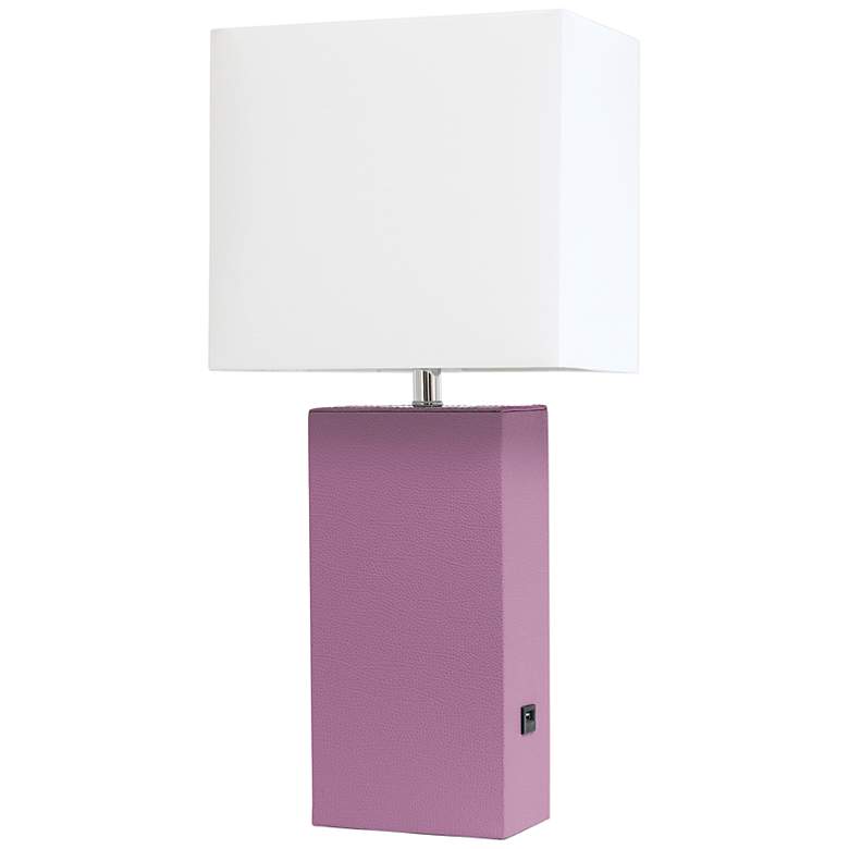 Image 2 Lalia Home Lexington Purple Leather USB Accent Table Lamp