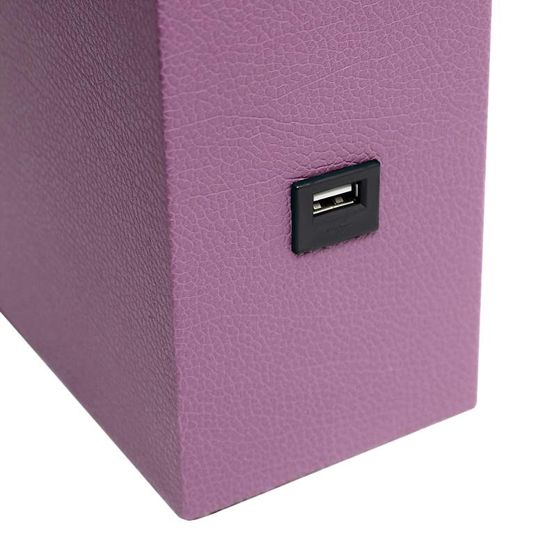 Image 5 Lalia Home Lexington Purple Leather USB Accent Table Lamp more views