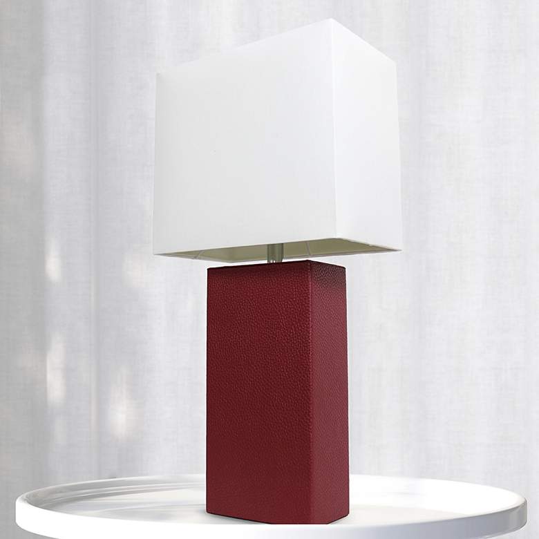 Image 1 Lalia Home Lexington Red Leather Accent Table Lamp