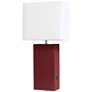 Lalia Home Lexington Red Leather USB Accent Table Lamp