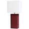 Lalia Home Lexington Red Leather USB Accent Table Lamp