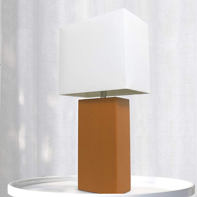 Image 1 Lalia Home Lexington Tan Leather Accent Table Lamp