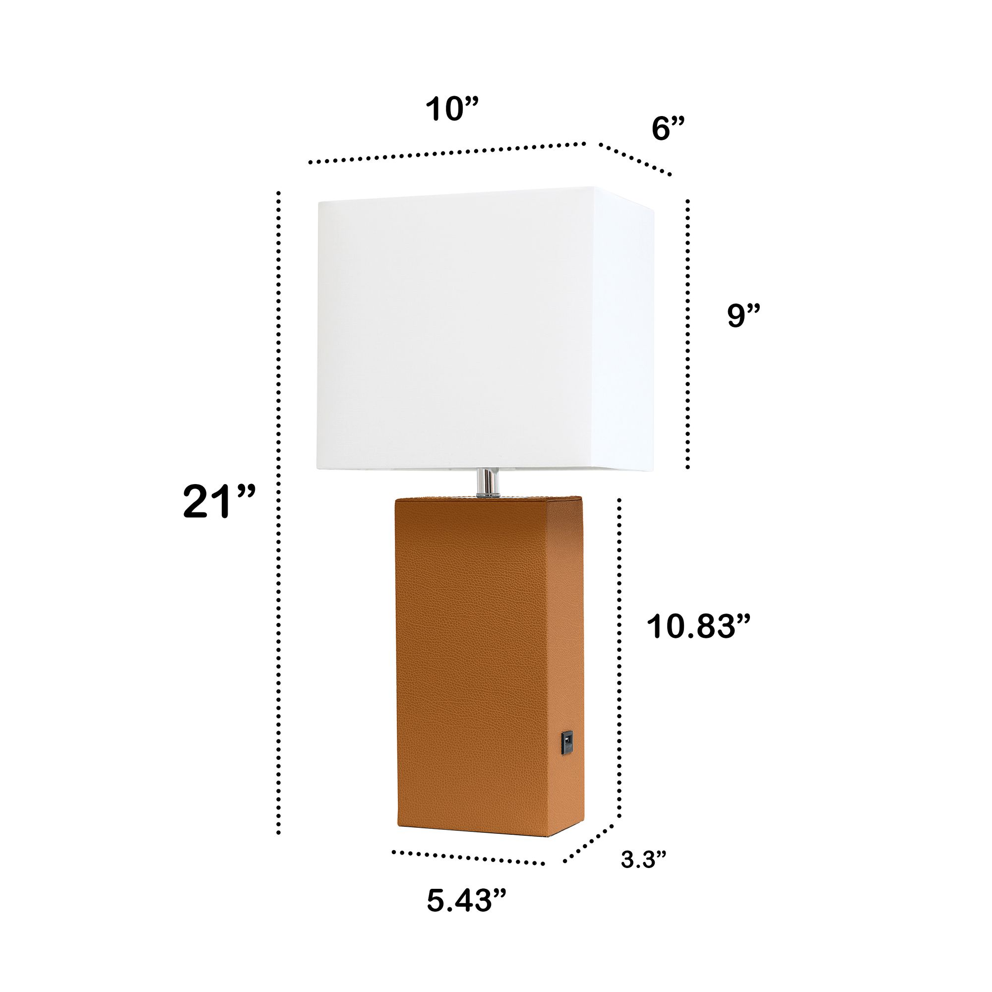 Lalia Home Lexington Tan Leather USB Accent Table Lamp