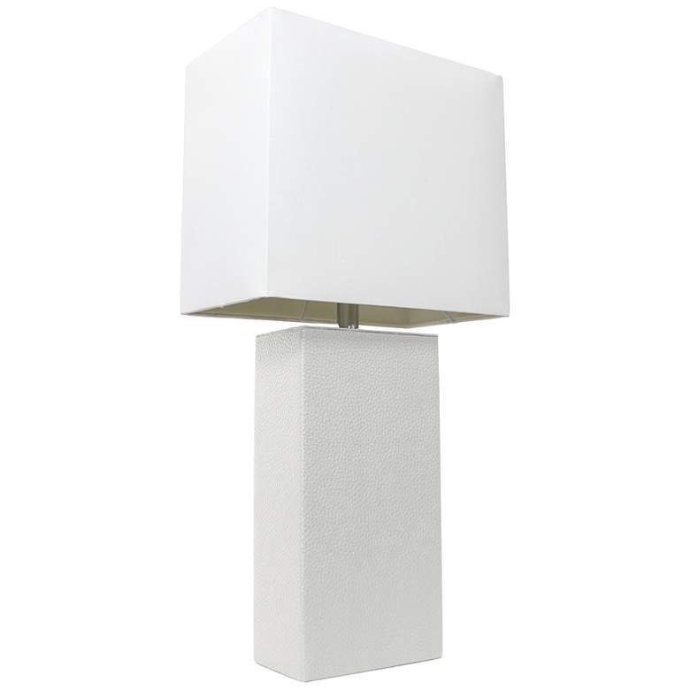 Image 2 Lalia Home Lexington White Leather Accent Table Lamp