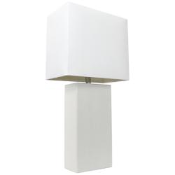 Lalia Home Lexington White Leather Accent Table Lamp
