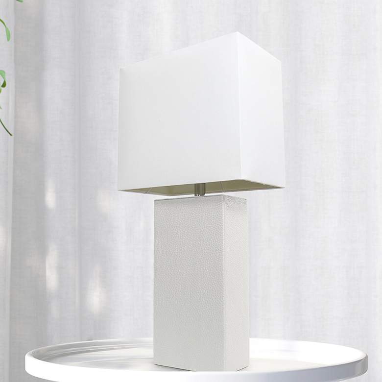 Image 1 Lalia Home Lexington White Leather Accent Table Lamp