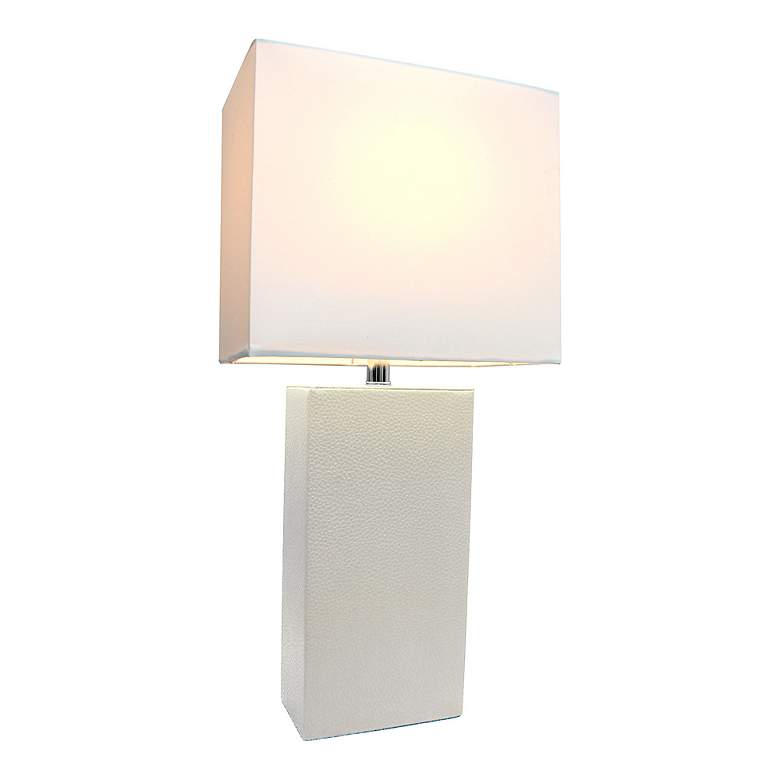 Image 7 Lalia Home Lexington White Leather Accent Table Lamp more views