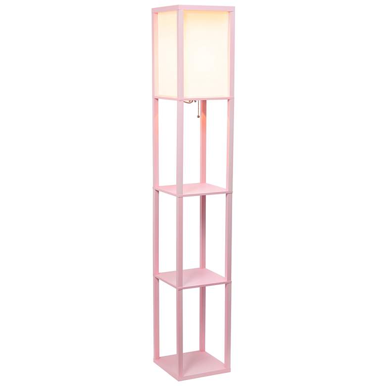 Image 6 Lalia Home Light Pink Wood 3-Shelf Etagere Column Floor Lamp more views
