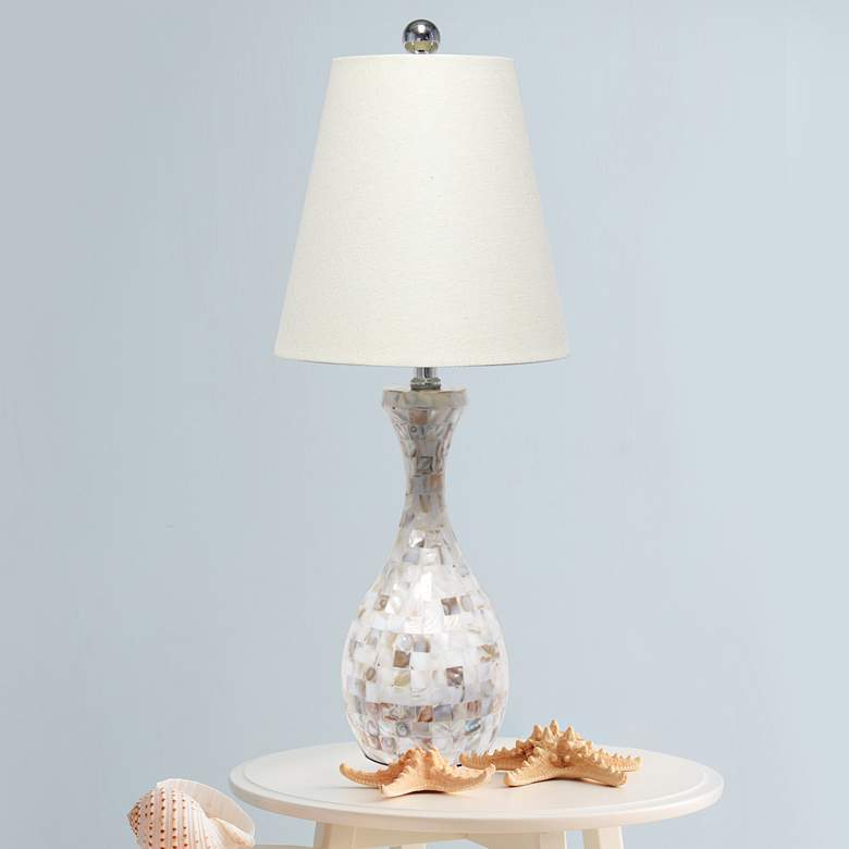 Image 1 Lalia Home Malibu Curved Mosaic Seashell Vase Table Lamp