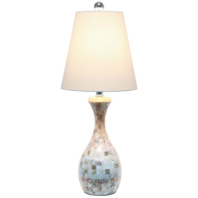 Image 3 Lalia Home Malibu Curved Mosaic Seashell Vase Table Lamp more views