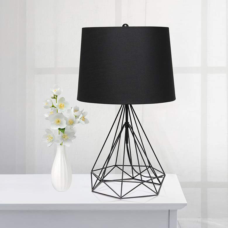 Image 1 Lalia Home Matte Black Geometric Wired Accent Table Lamp