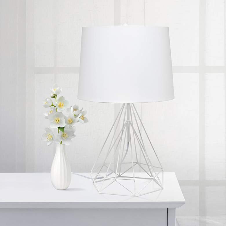 Image 1 Lalia Home Matte White Geometric Wired Accent Table Lamp