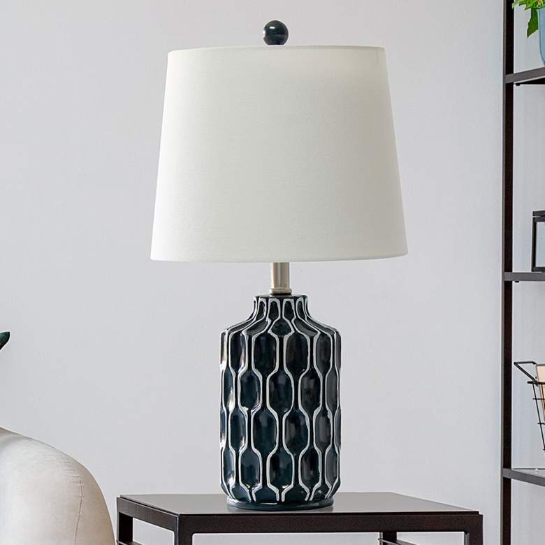 Image 2 Lalia Home Moroccan Blue Modern Accent Table Lamp