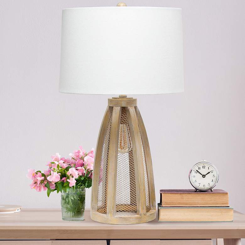 Image 1 Lalia Home Natural Wood Arch Table Lamp with Night Light