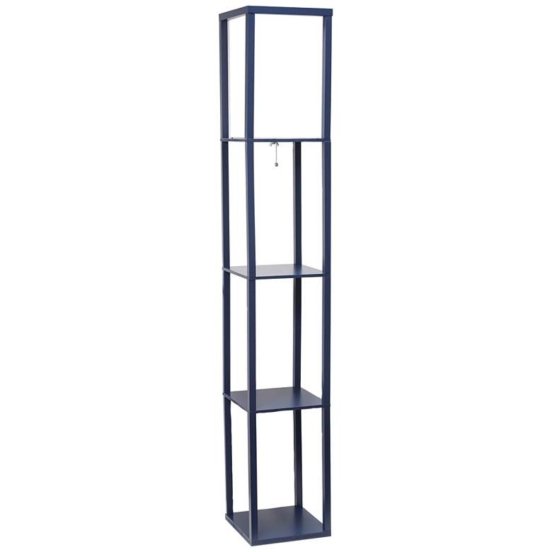 Image 2 Lalia Home Navy Wood 3-Shelf Etagere Column Floor Lamp