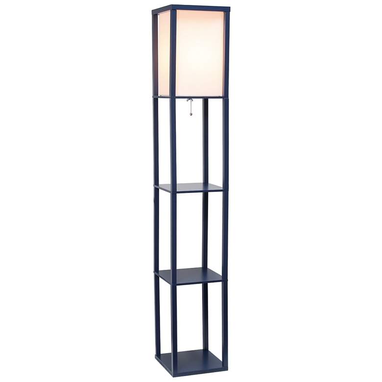 Image 6 Lalia Home Navy Wood 3-Shelf Etagere Column Floor Lamp more views