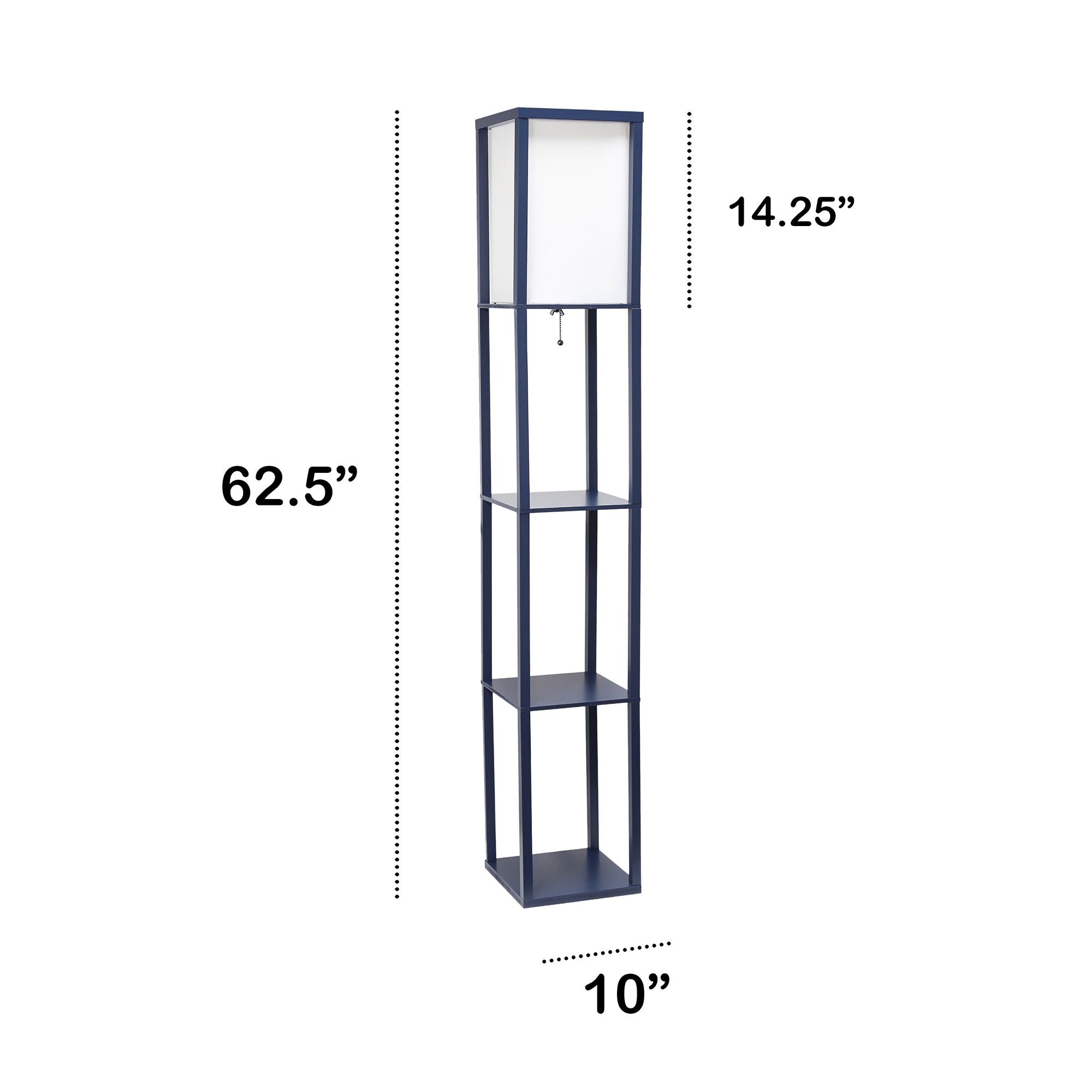 Lalia Home Navy Wood 3-Shelf Etagere Column Floor Lamp