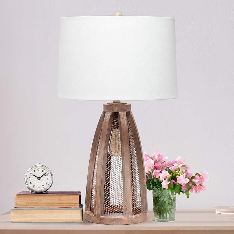 Image 1 Lalia Home Old Wood Arch Table Lamp with Night Light