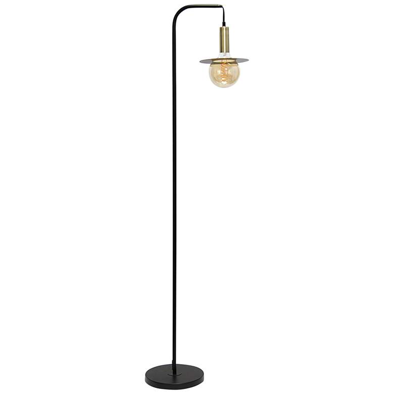 Image 2 Lalia Home Oslo Black and Brass Metal Arched Floor Lamp
