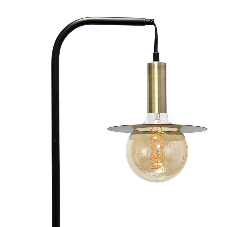 Image 5 Lalia Home Oslo Black and Brass Metal Arched Floor Lamp more views
