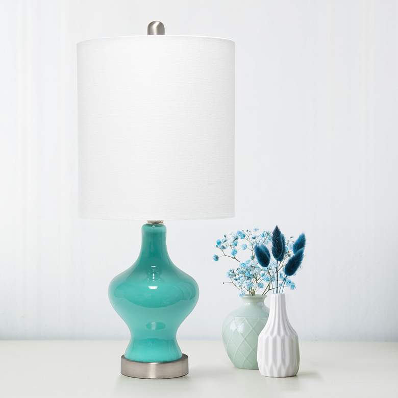 Image 1 Lalia Home Paseo 22 1/2 inch Blue Teal Glass Accent Table Lamp