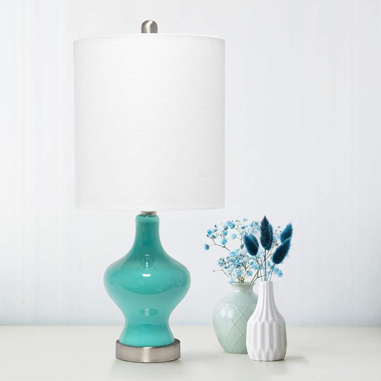 Image 1 Lalia Home Paseo 22 1/2" Blue Teal Glass Accent Table Lamp