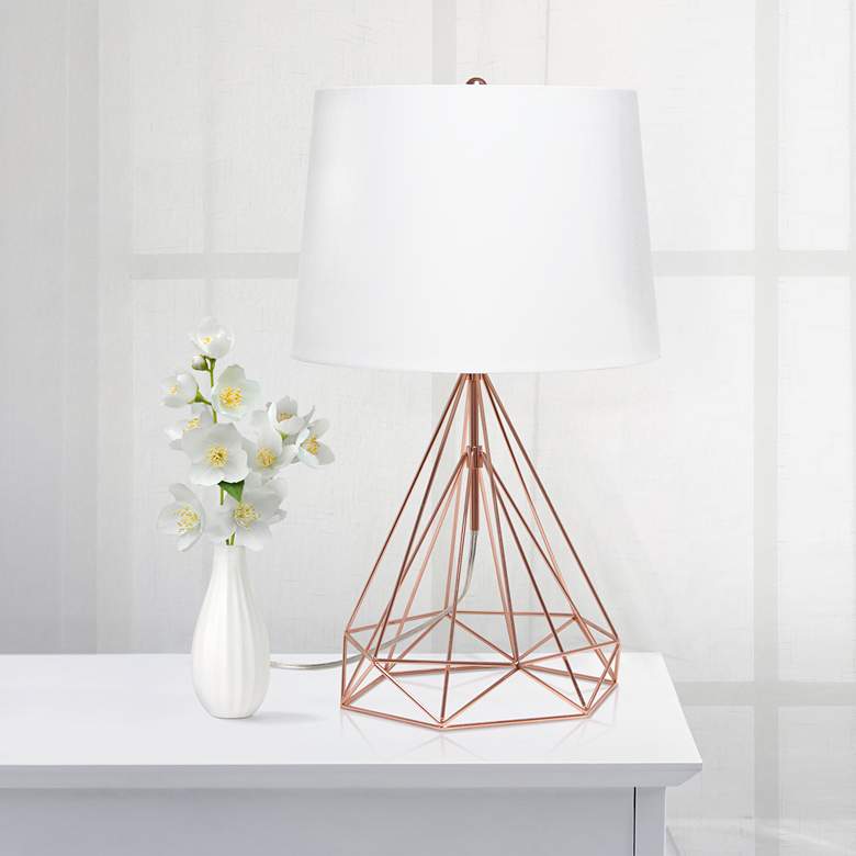 Image 1 Lalia Home Rose Gold Geometric Modern Accent Table Lamp