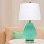 Lalia Home Seafoam Pleated Glass Accent Table Lamp
