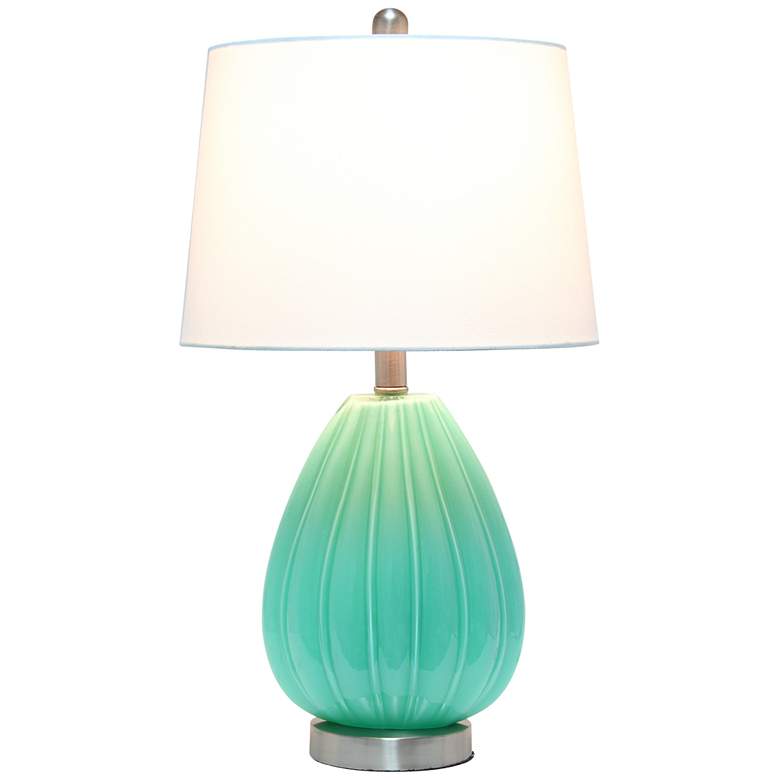 Image 3 Lalia Home Seafoam Pleated Glass Accent Table Lamp more views