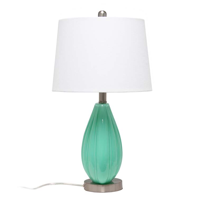 Image 6 Lalia Home Seafoam Pleated Glass Accent Table Lamp more views