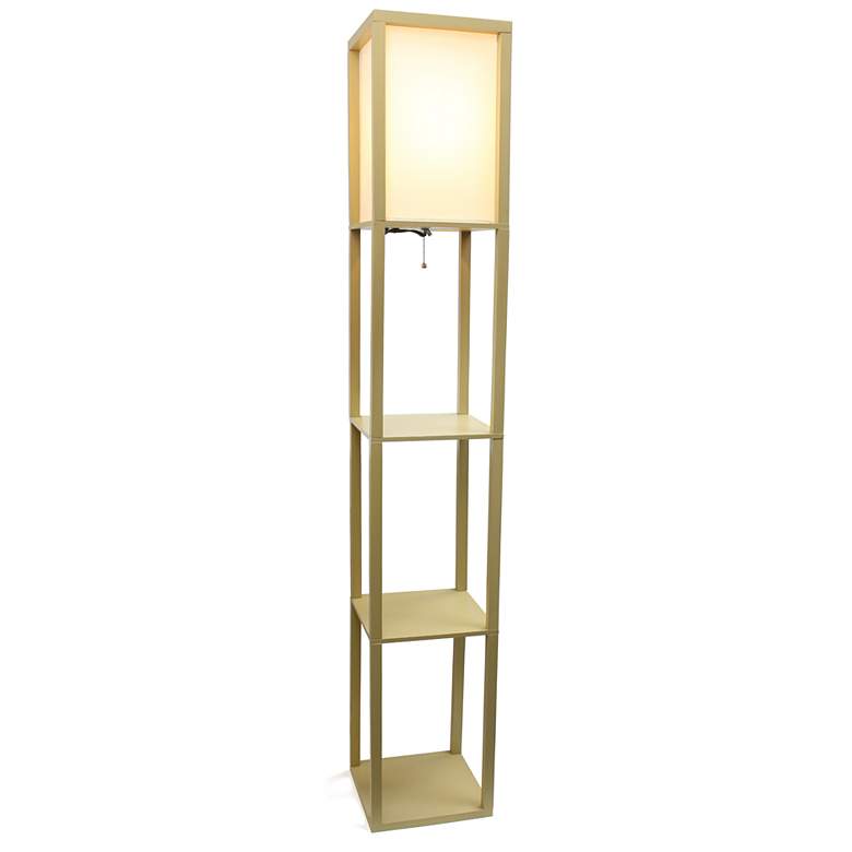 Image 3 Lalia Home Tan Wood 3-Shelf Etagere Column Floor Lamp more views