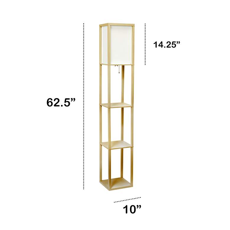 Image 7 Lalia Home Tan Wood 3-Shelf Etagere Column Floor Lamp more views