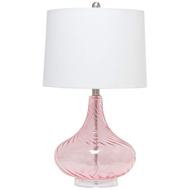 Image 3 Lalia Home Wavy Light Pink Glass Table Lamp