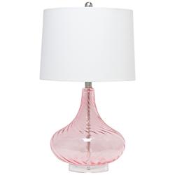 Lalia Home Wavy Light Pink Glass Table Lamp